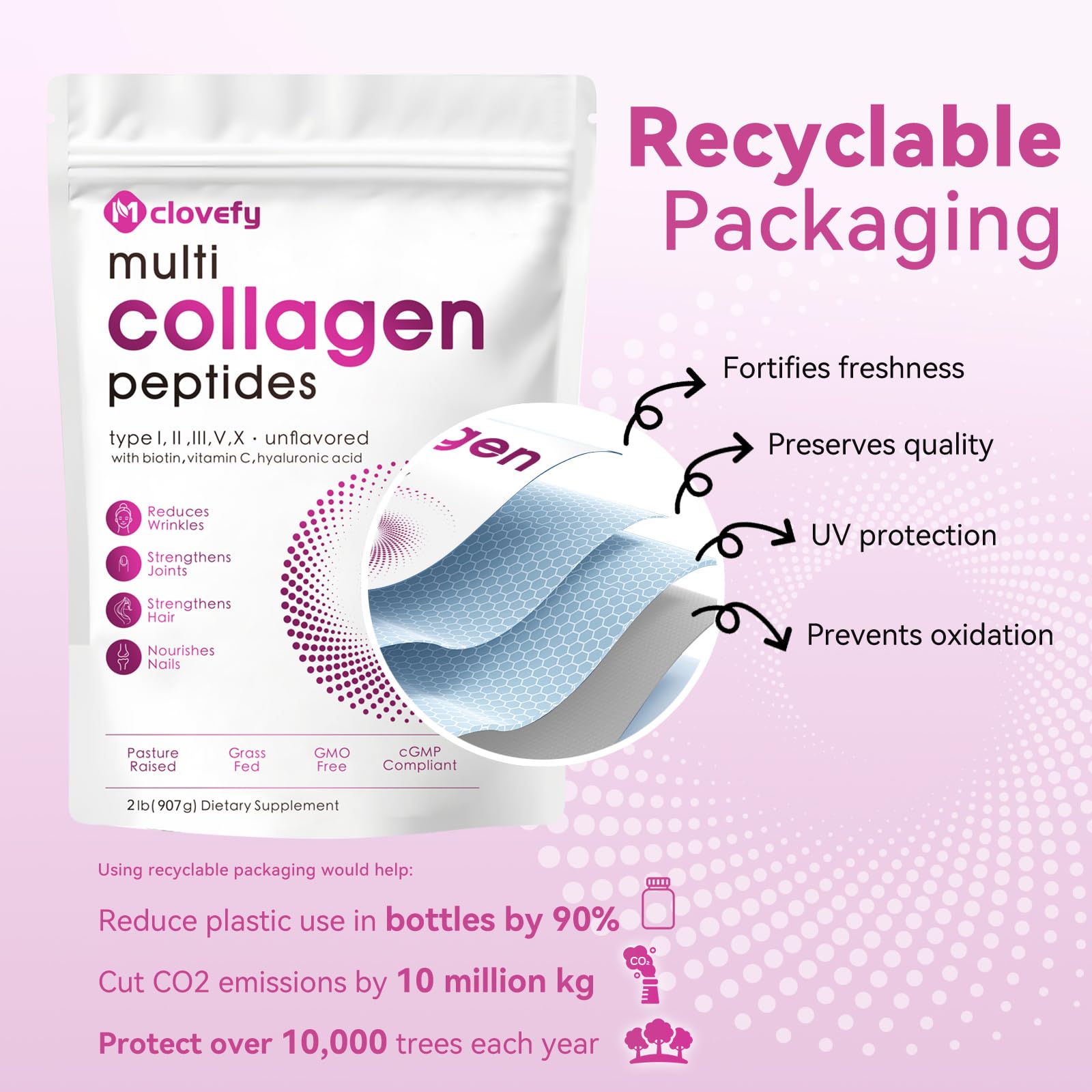 Scoop of Mclovefy Multi Collagen Peptides Powder