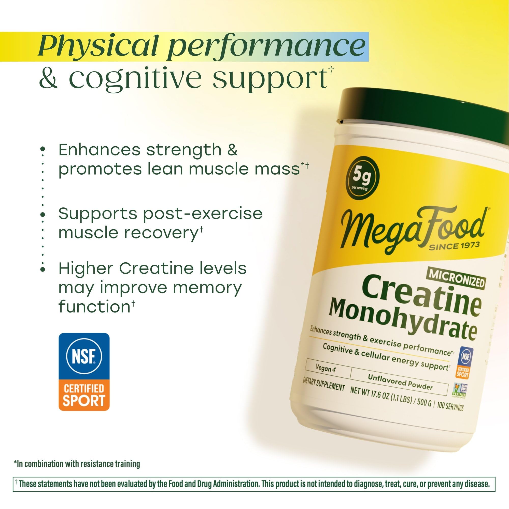 Scoop of MegaFood Creatine Monohydrate Unflavoured Powder