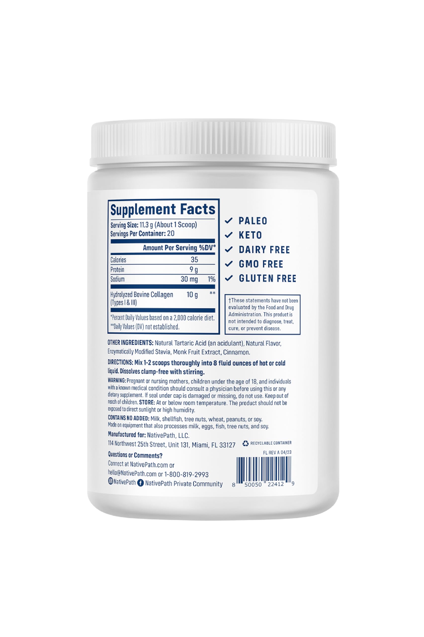 Scoop of NativePath Peach Collagen Peptides