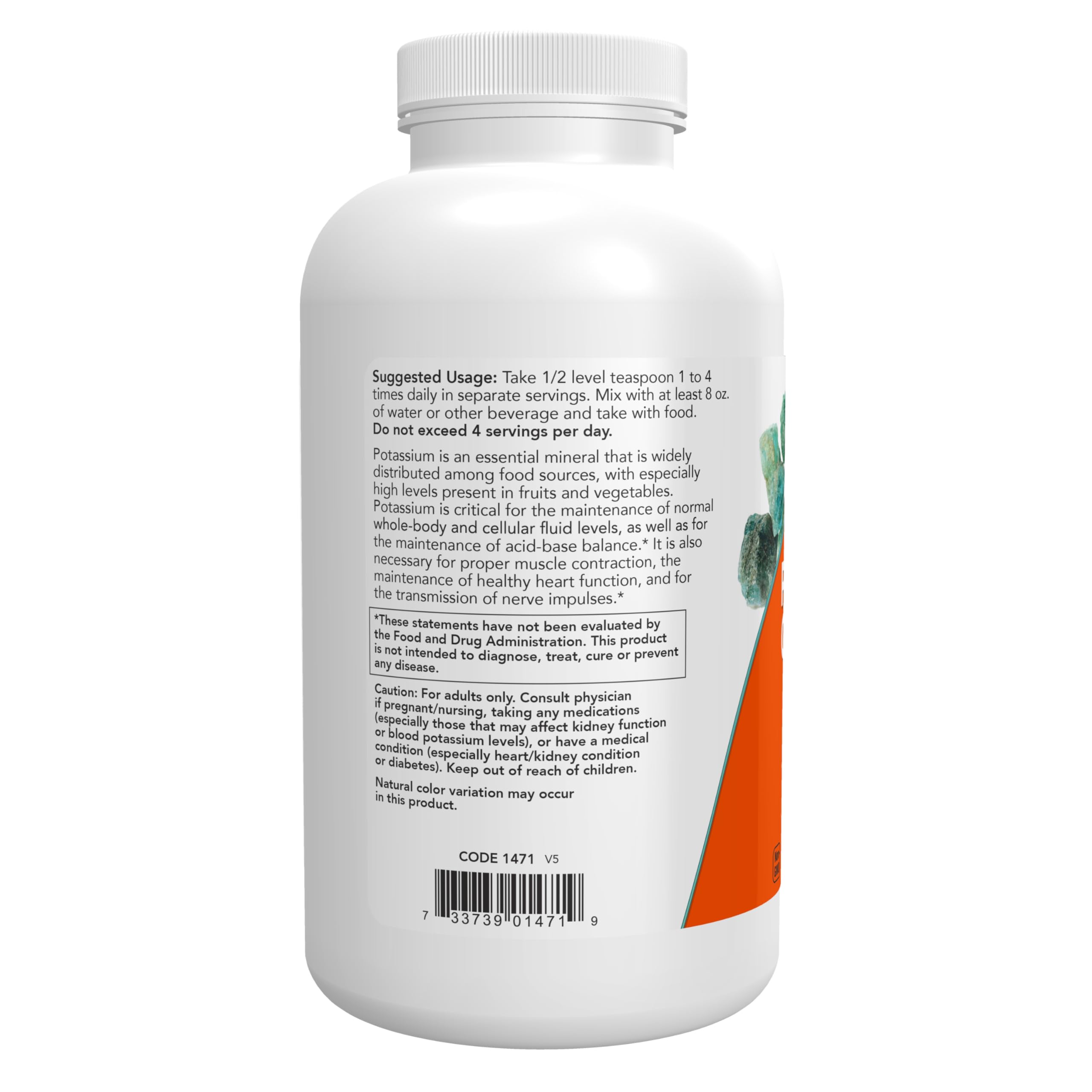 Scoop of NOW Foods Potassium Gluconate Pure Powder