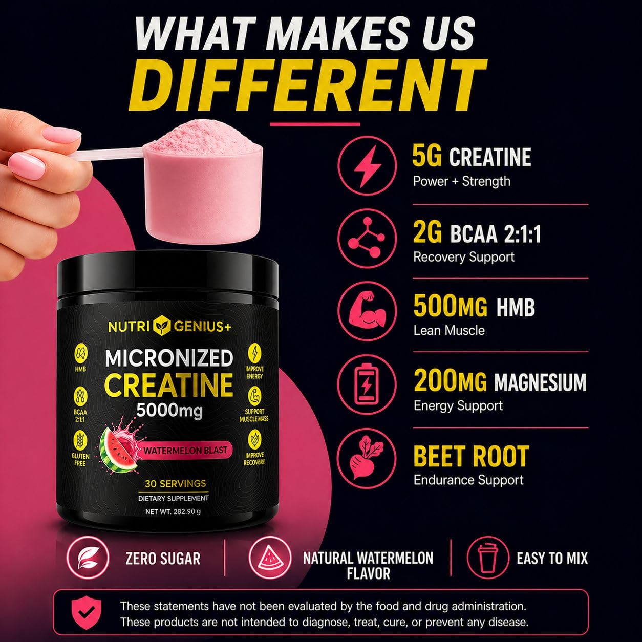 Scoop of Nutrigenius + Creatine Monohydrate powder