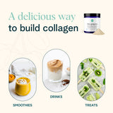 Scoop of Ora Organic Aloe Gorgeous Vegan Collagen Builder on a wooden spoon