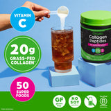 Scoop of Orgain Collagen + Superfoods powder on a spoon