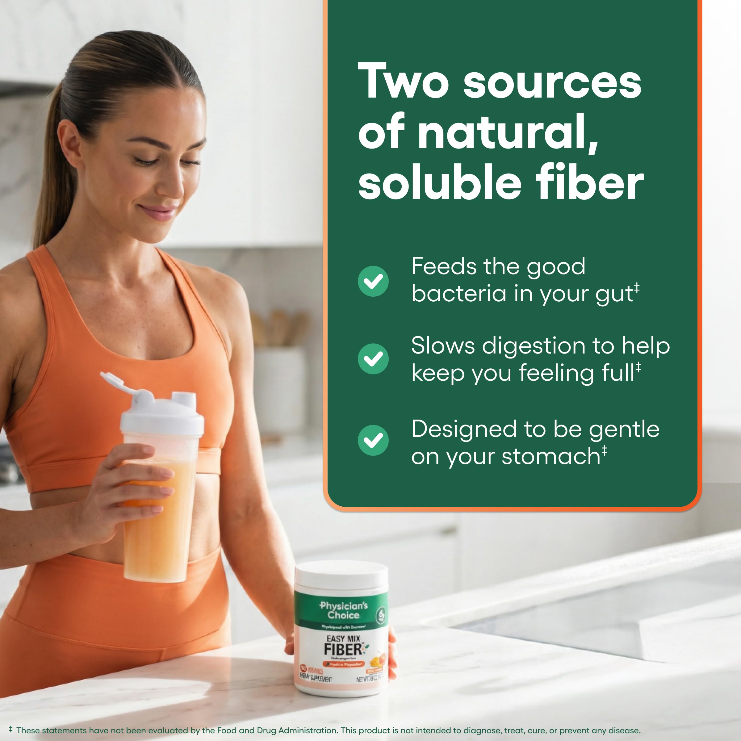 Scoop of Physician's CHOICE Peach Mango Easy Mix Fiber Powder