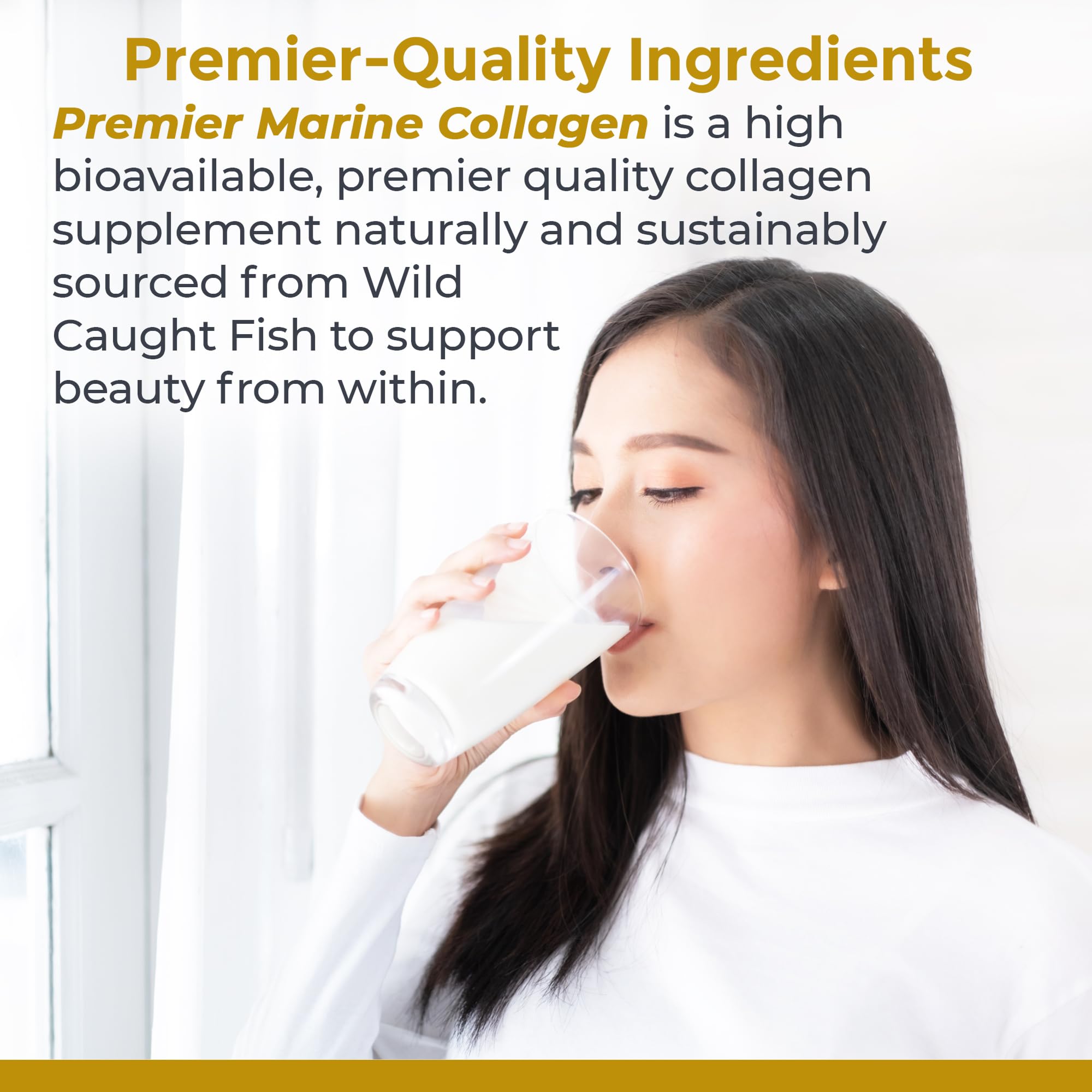 Scoop of Premier Marine Collagen Peptides Powder on a spoon