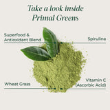 Scoop of Primal Harvest Chlorella Super Greens Powder on a wooden spoon