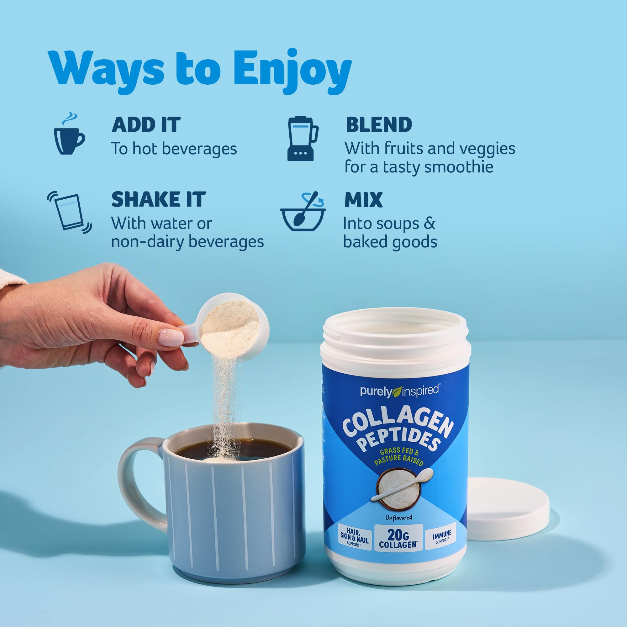 Scoop of Purely Inspired Collagen Peptides powder