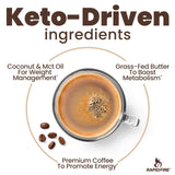 Scoop of Rapid Fire Keto Coffee Caramel Macchiato instant mix on a spoon