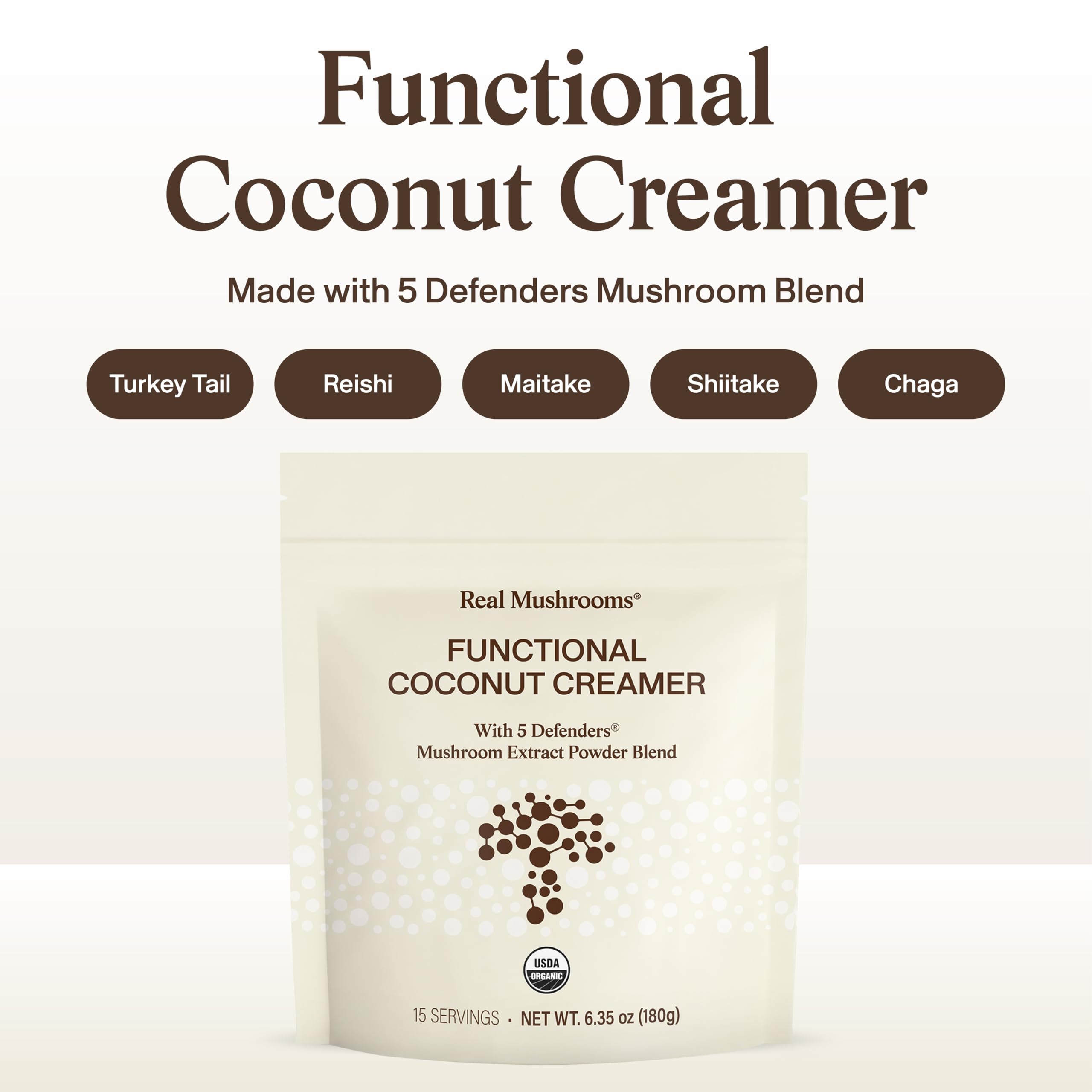 Scoop of Real Mushrooms Coconut Creamer on a spoon