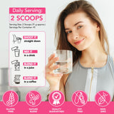 Scoop of RSGRT Multi Collagen Peptides Powder on a wooden spoon