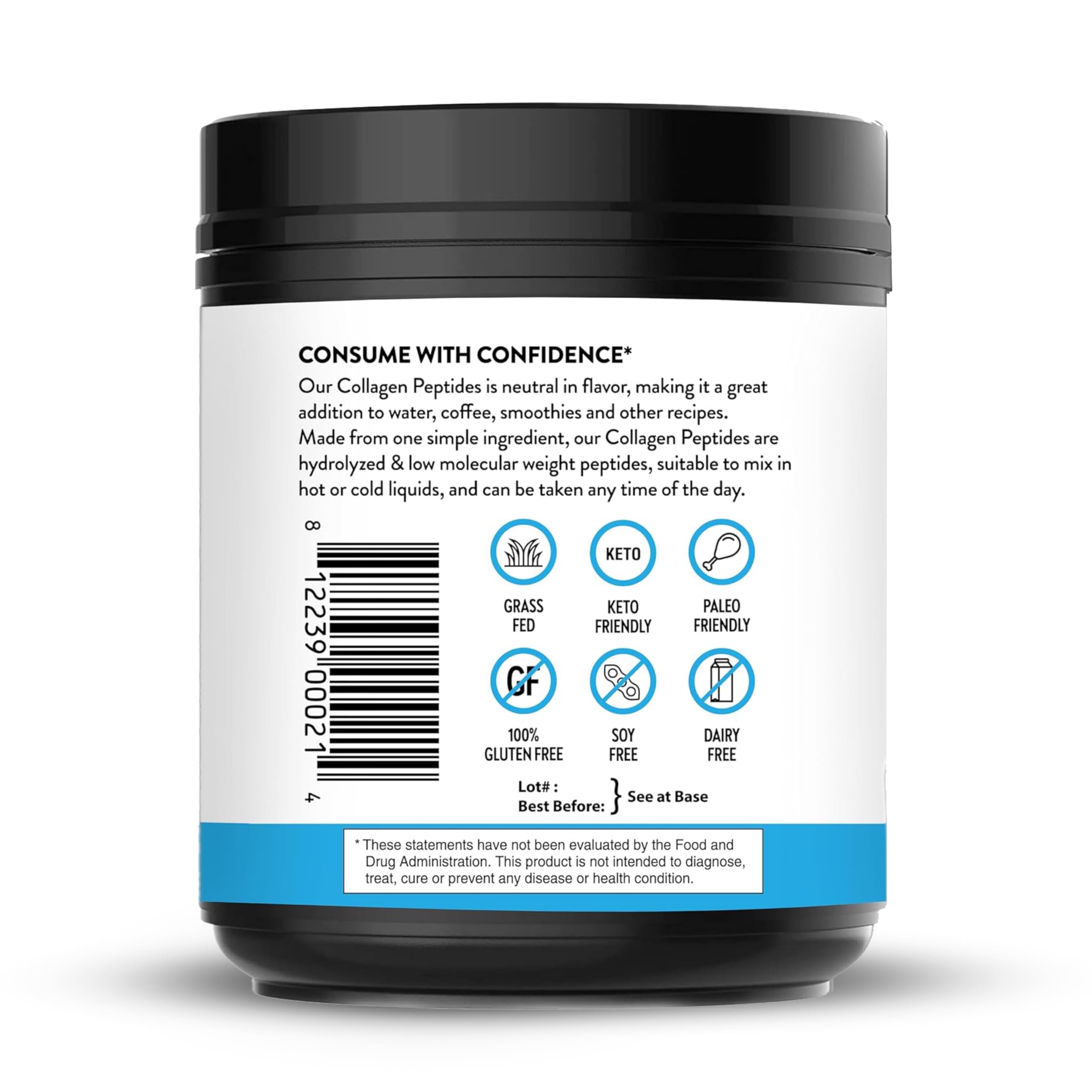 Scoop of Sandhu's Collagen Peptides Powder on a spoon