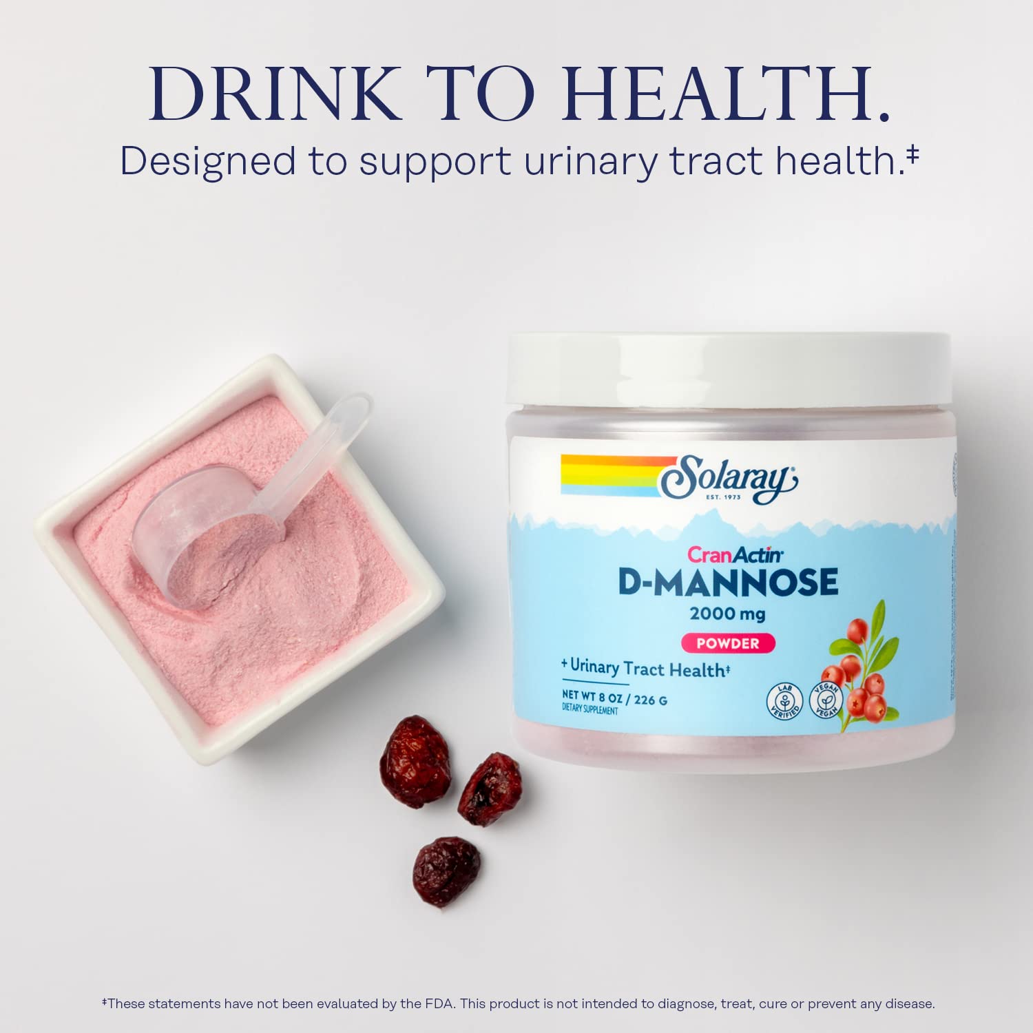 Scoop of SOLARAY D-Mannose Cranberry Supplement powder