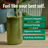 Scoop of Suja Organic Greens Powder on a spoon