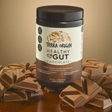 Scoop of TERRA ORIGIN Healthy Gut Powder on a wooden spoon