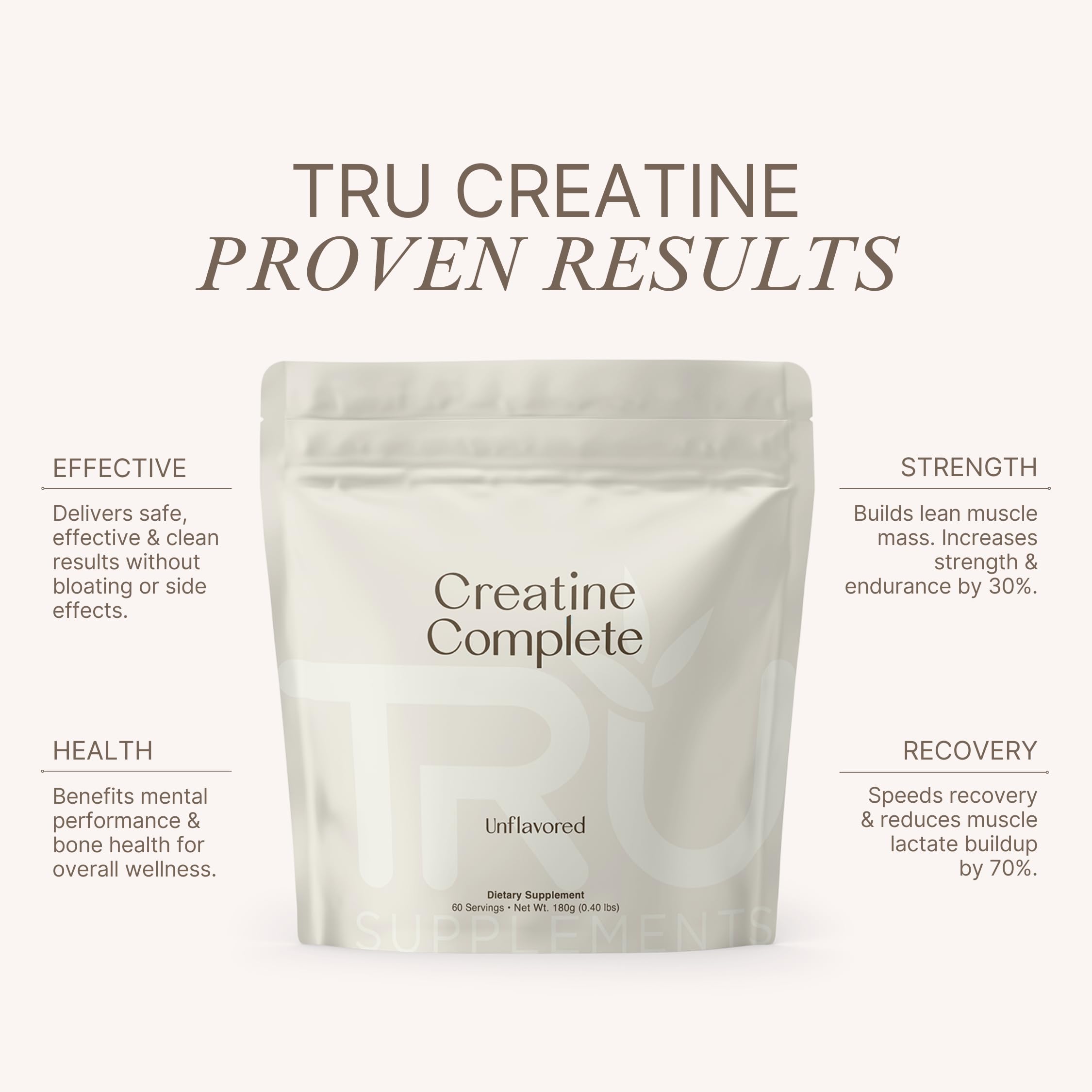 Scoop of TRU Supplements Creatine Monohydrate Powder