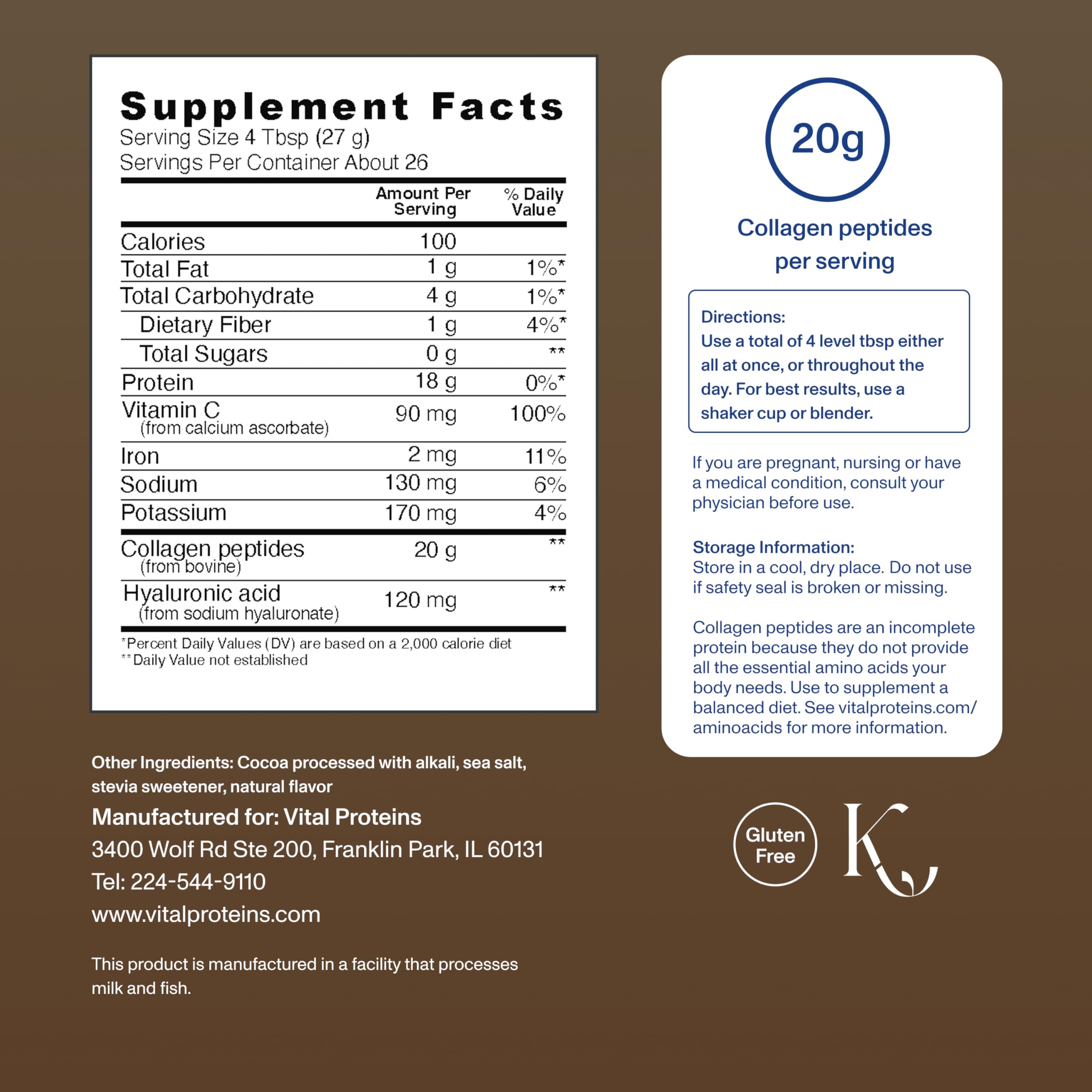Scoop of Vital Proteins Collagen Peptides Powder in a glass of smoothie