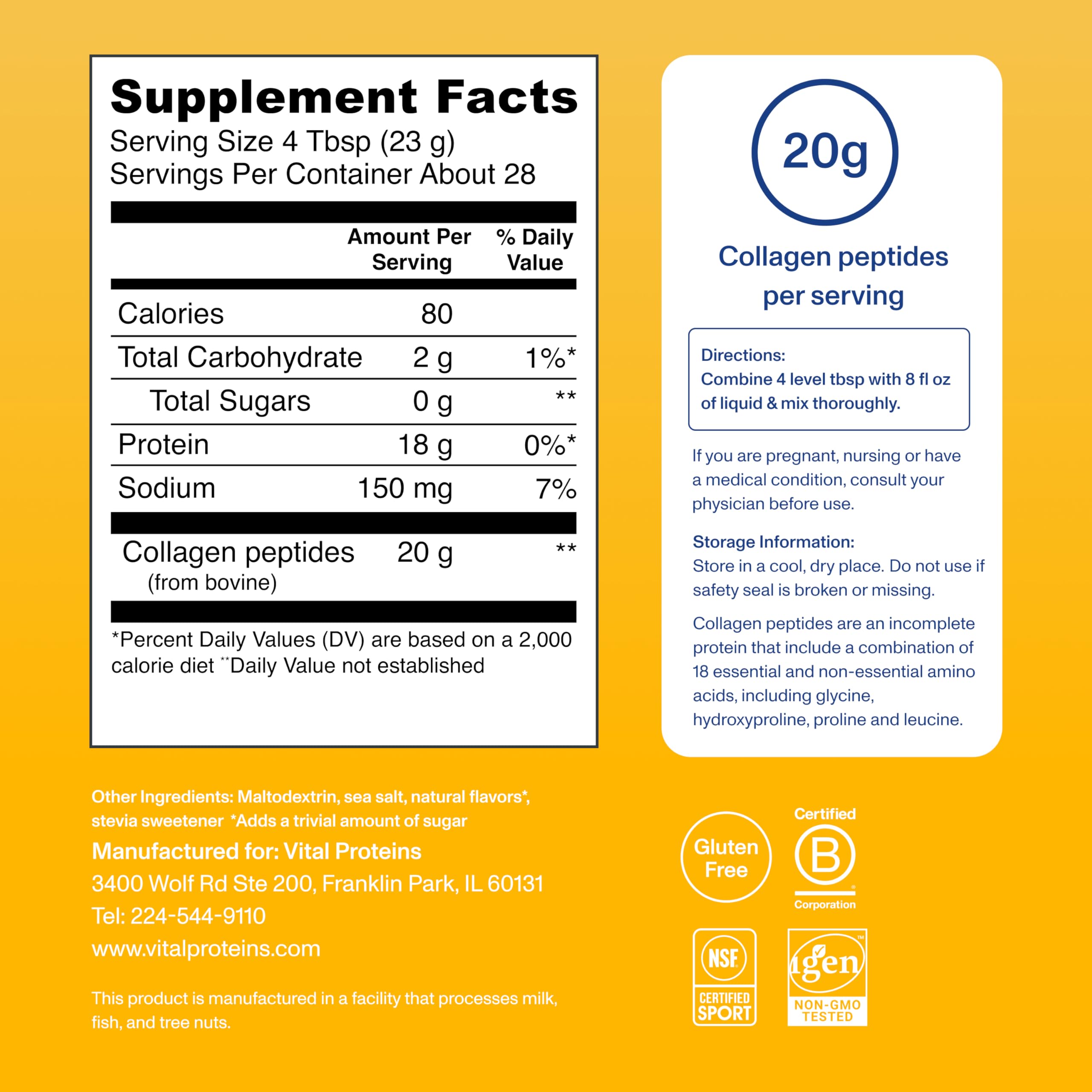 Scoop of Vital Proteins Collagen Peptides Powder on a table