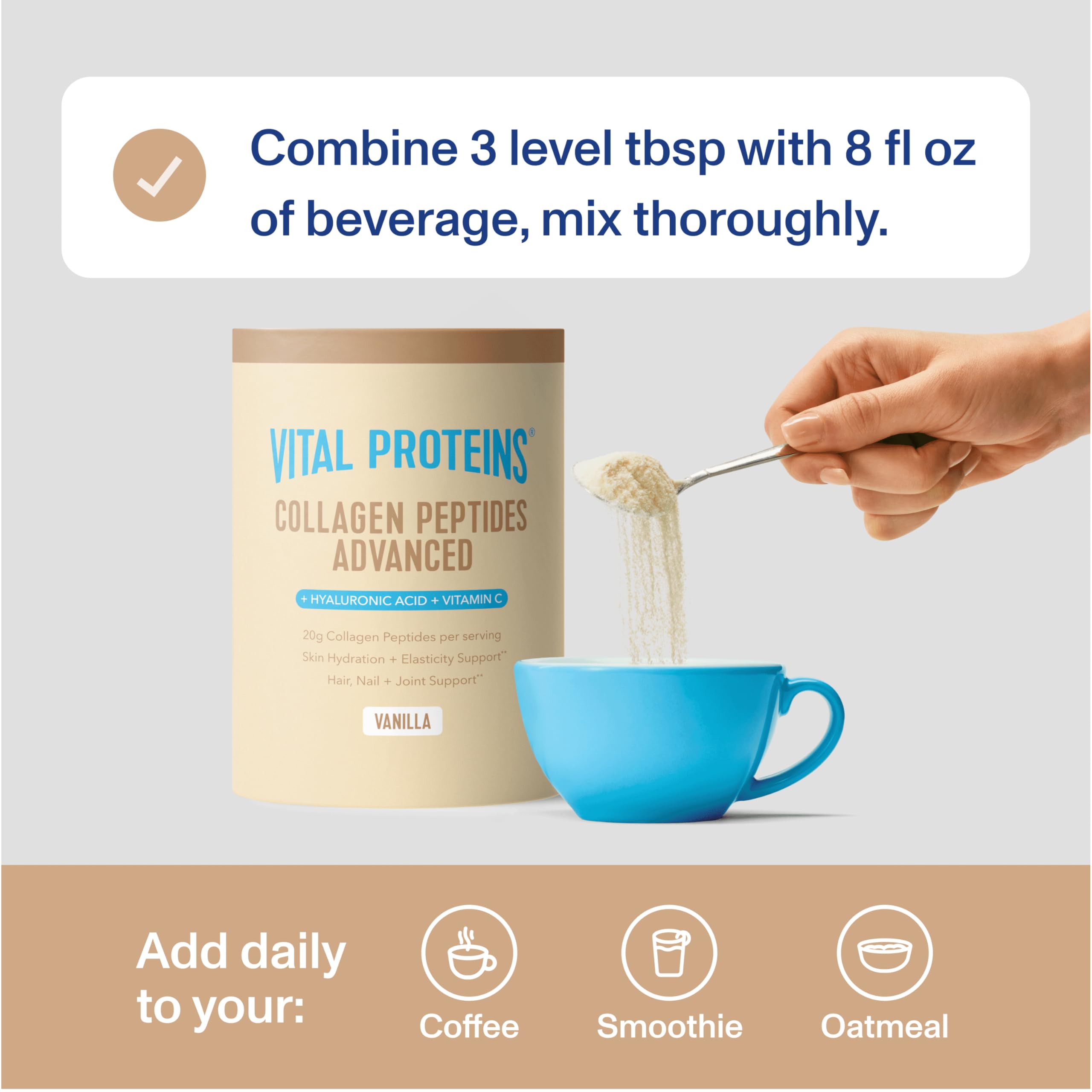 Scoop of Vital Proteins Collagen Peptides Vanilla powder