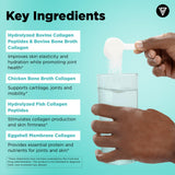 Scoop of Vital Vitamins Multi Collagen Peptides Powder next to container