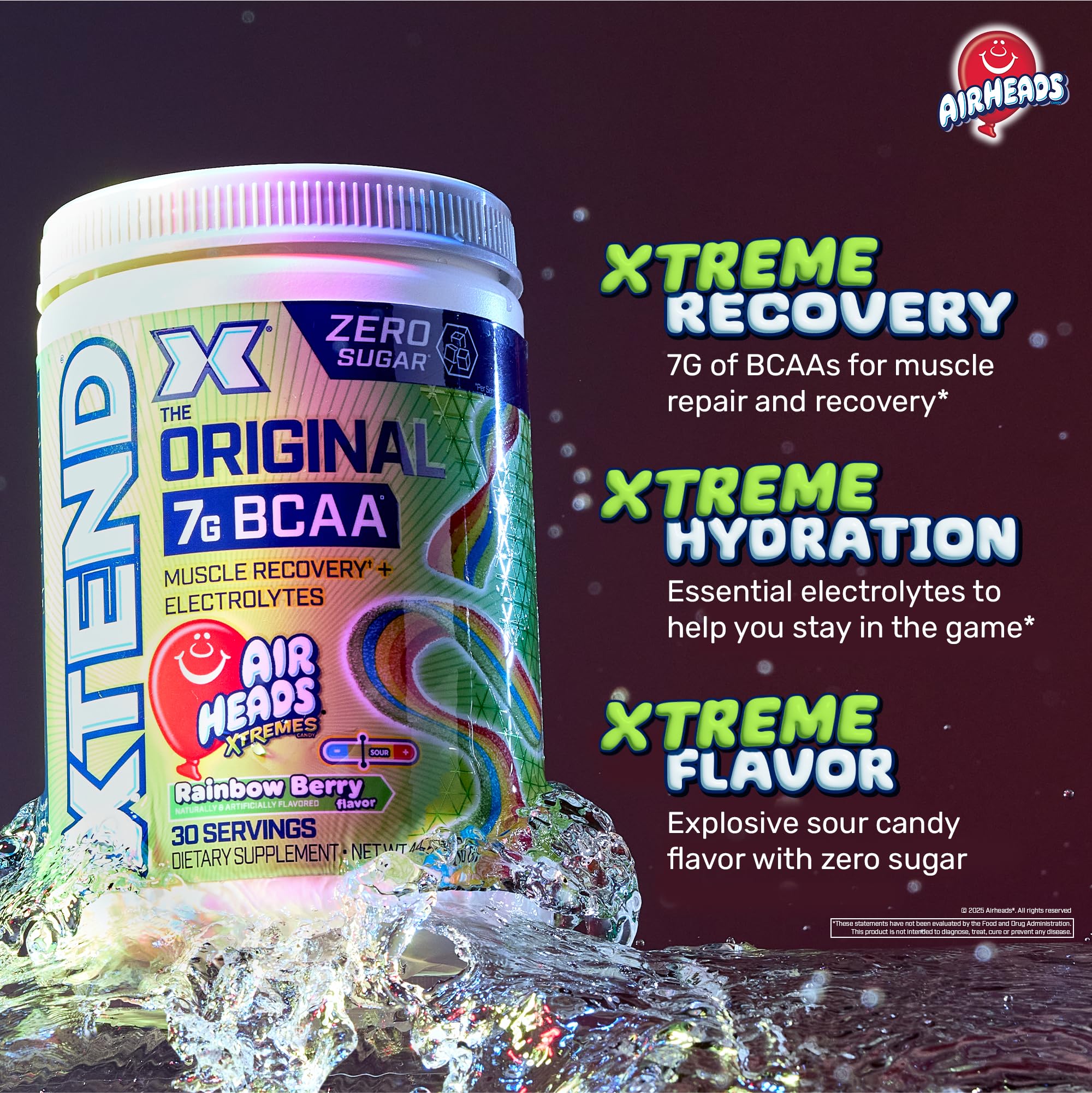 Scoop of Xtend BCAA Powder 374g beside the container