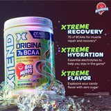 Scoop of Xtend BCAA Powder 374g beside the container