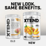 Scoop of Xtend BCAA Powder on a table