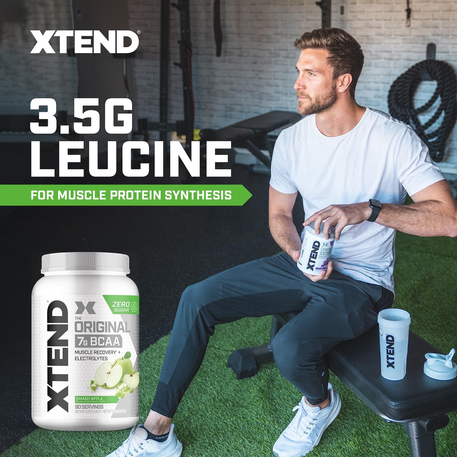 Scoop of Xtend BCAA Powder on a table