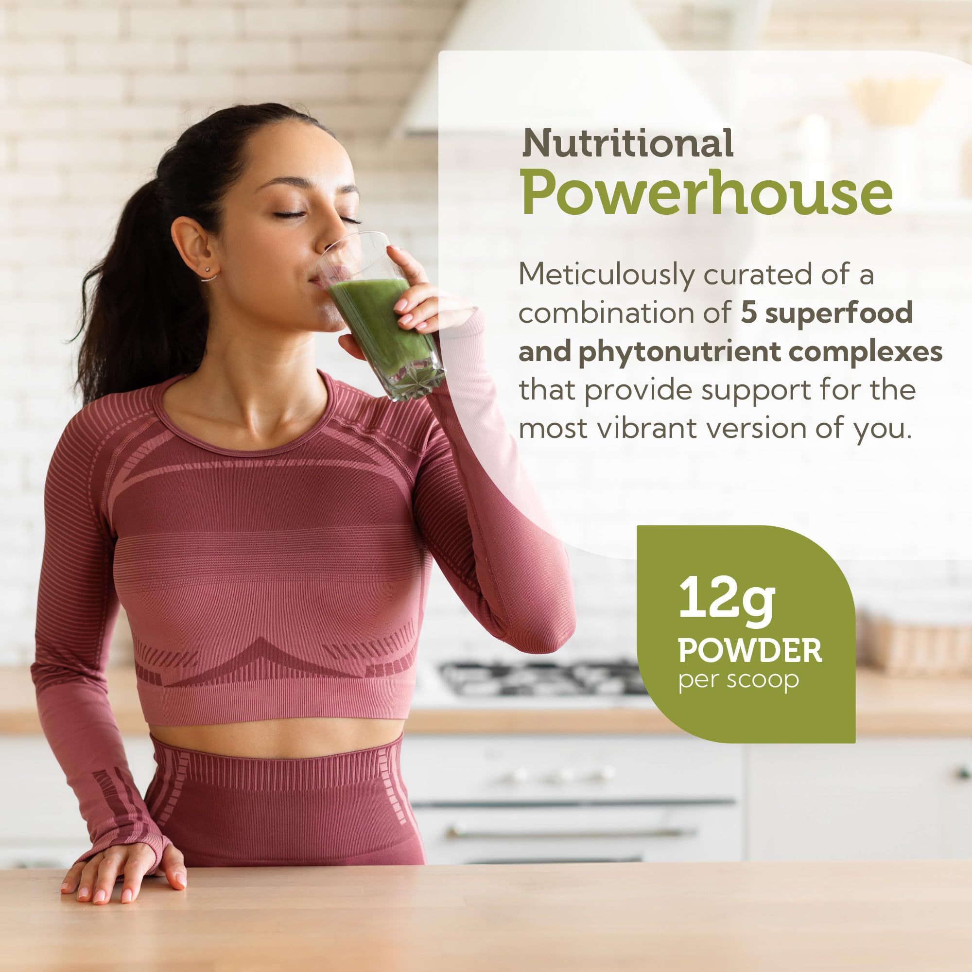 Scoop of Zahler Core Greens Organic Superfood Powder
