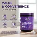 Scoop of Zammex Hydrolyzed Multi Collagen Complex powder