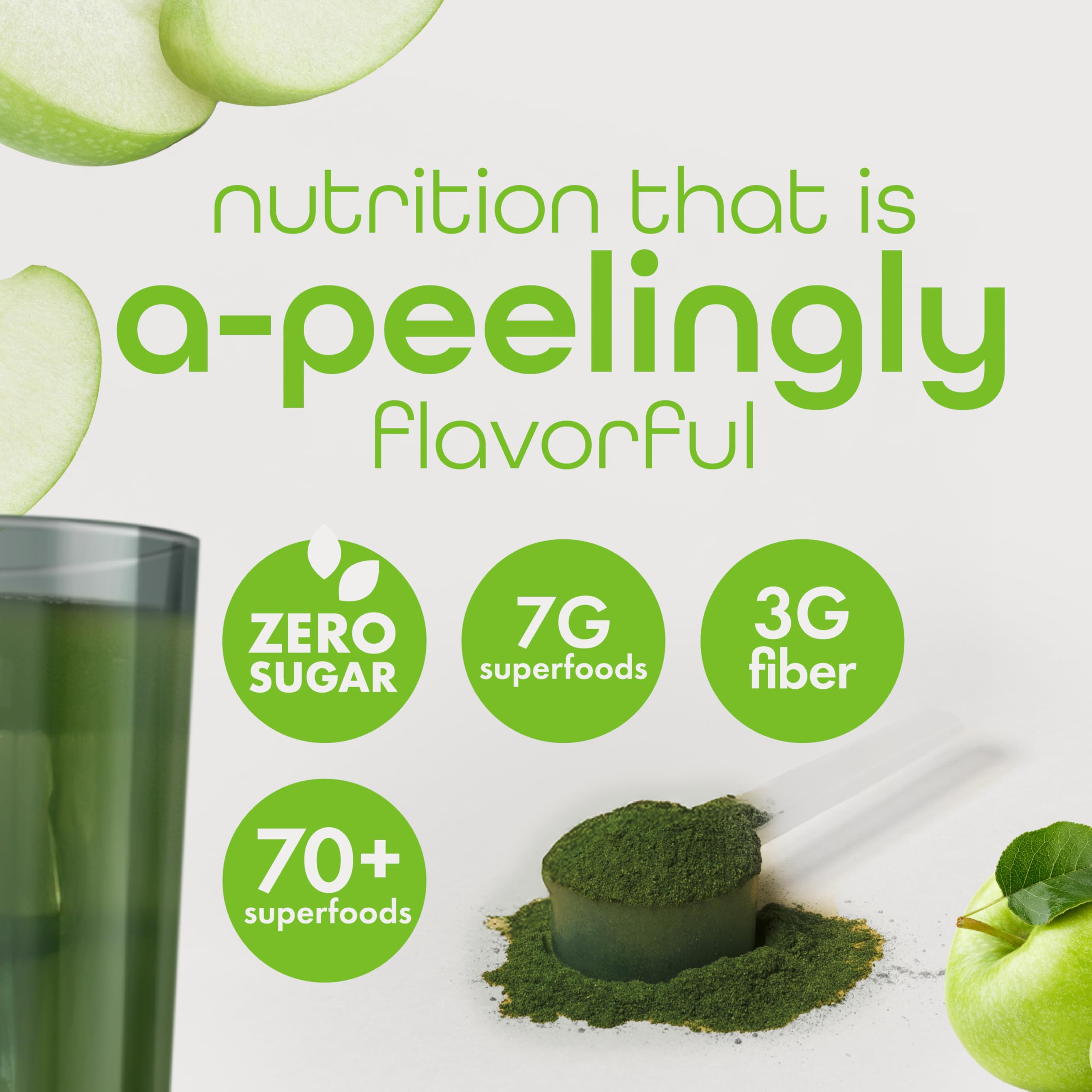 Scoop of Zena Nutrition Alfalfa Superfood Powder on a wooden table