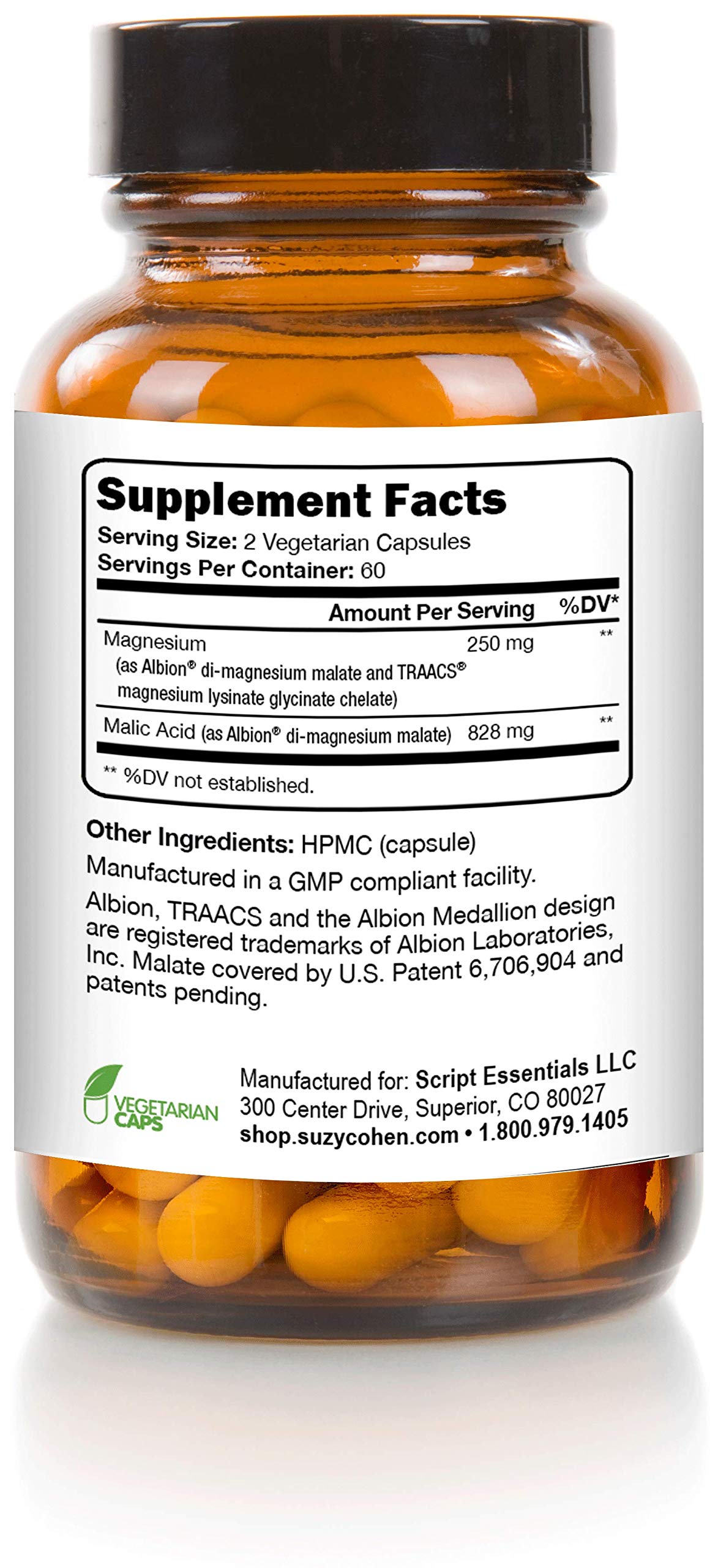 Script Essentials Magnesium Capsules with bottle cap open