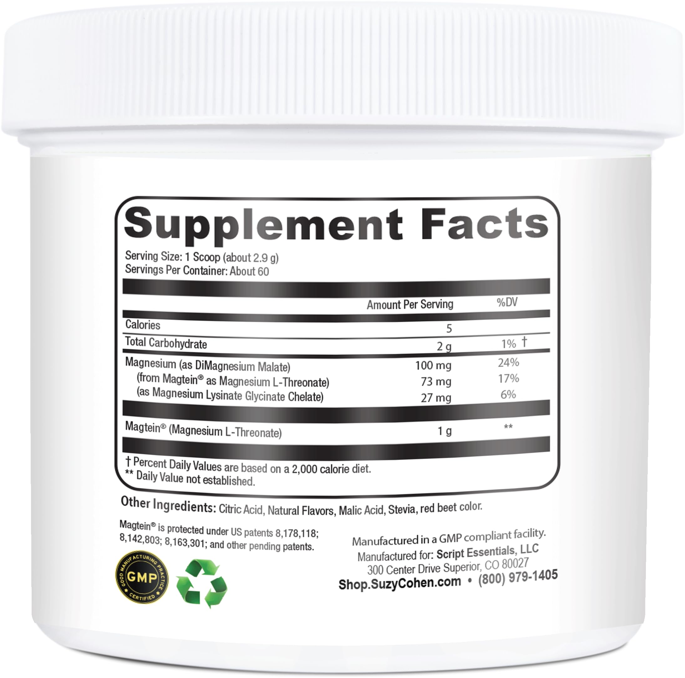 Script Essentials Magnesium Supplement 180g Mixed Berry packaging