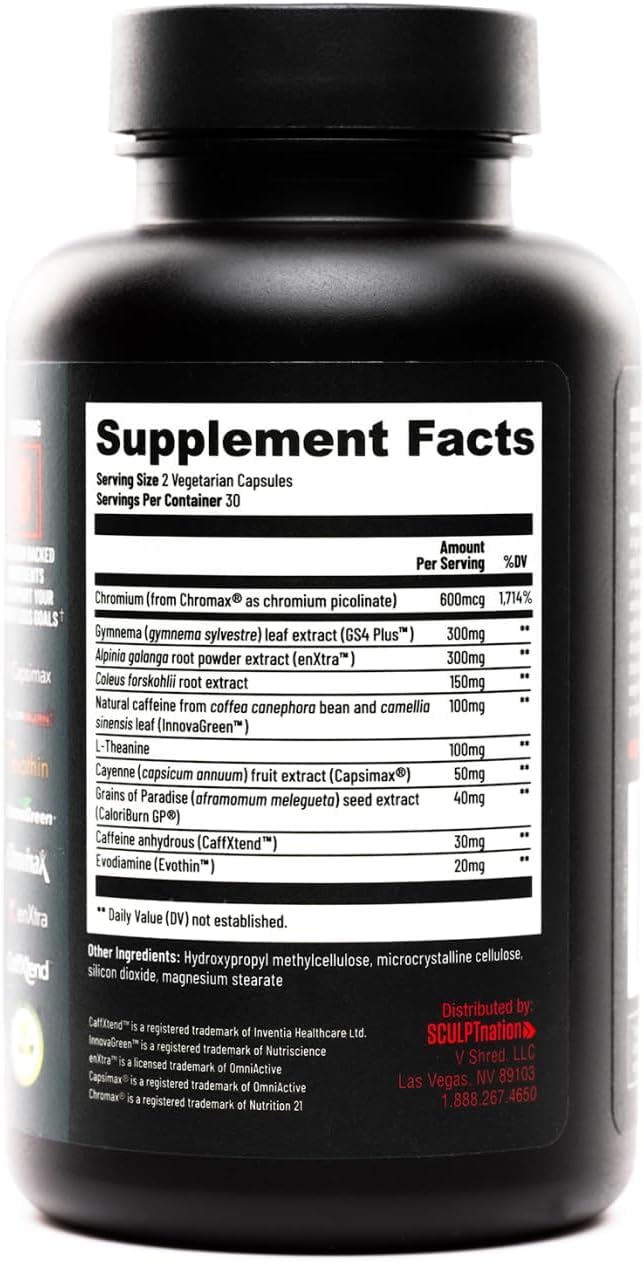 Sculpt Nation Burn Evolved 2.0 Fat Burner ingredients list