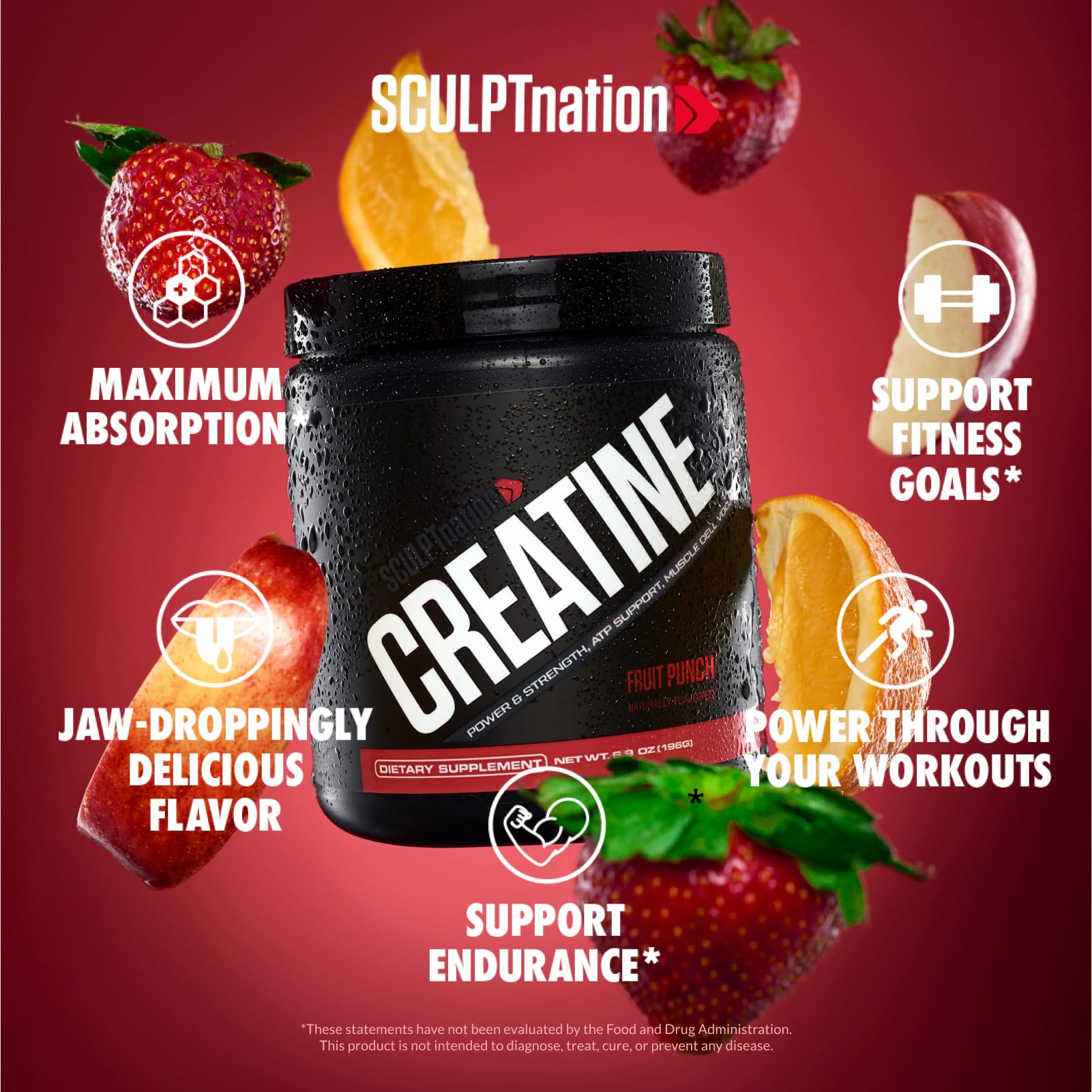 Sculpt Nation Creatine Powder packaging with nutritional information