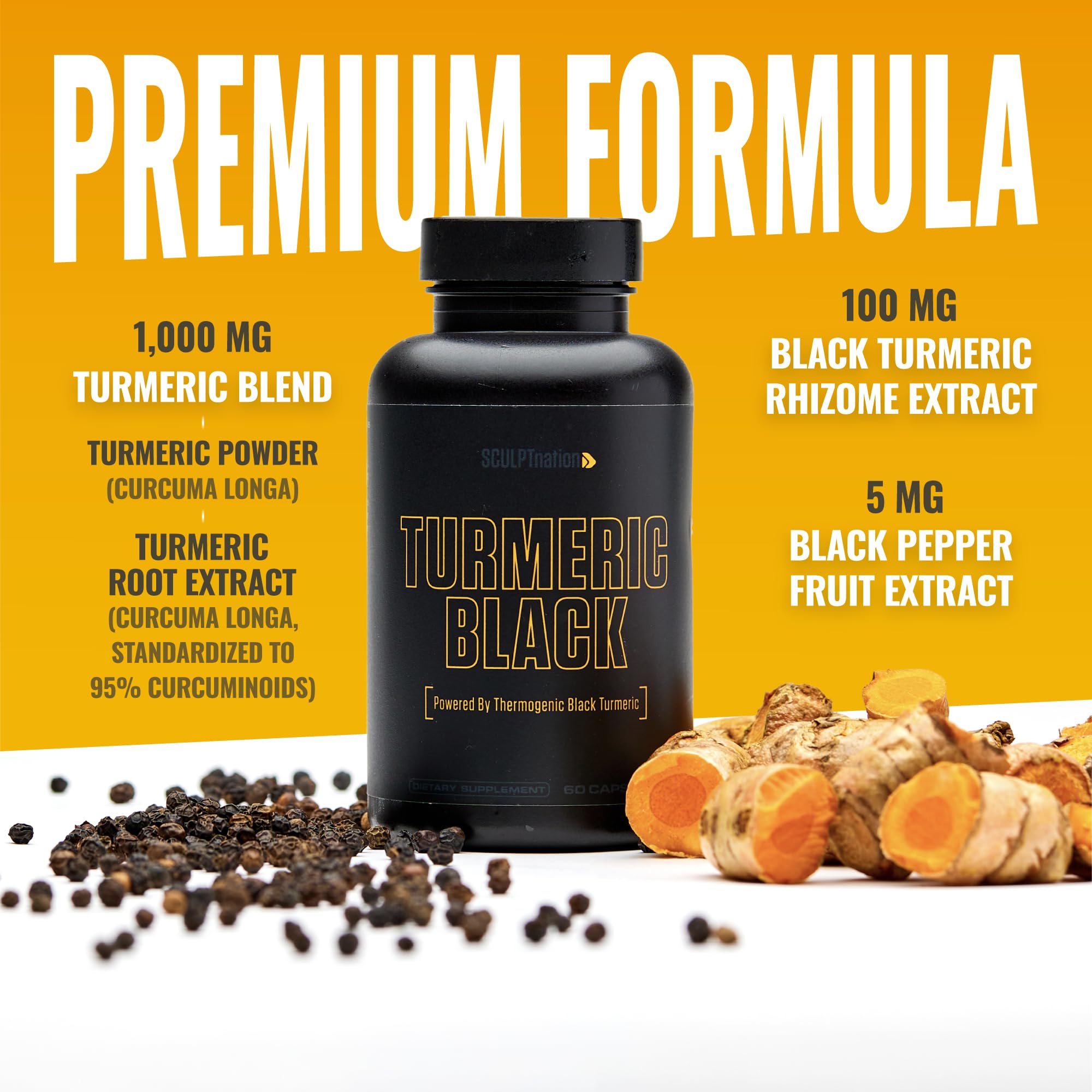 Sculpt Nation Turmeric Supplement bottle with label