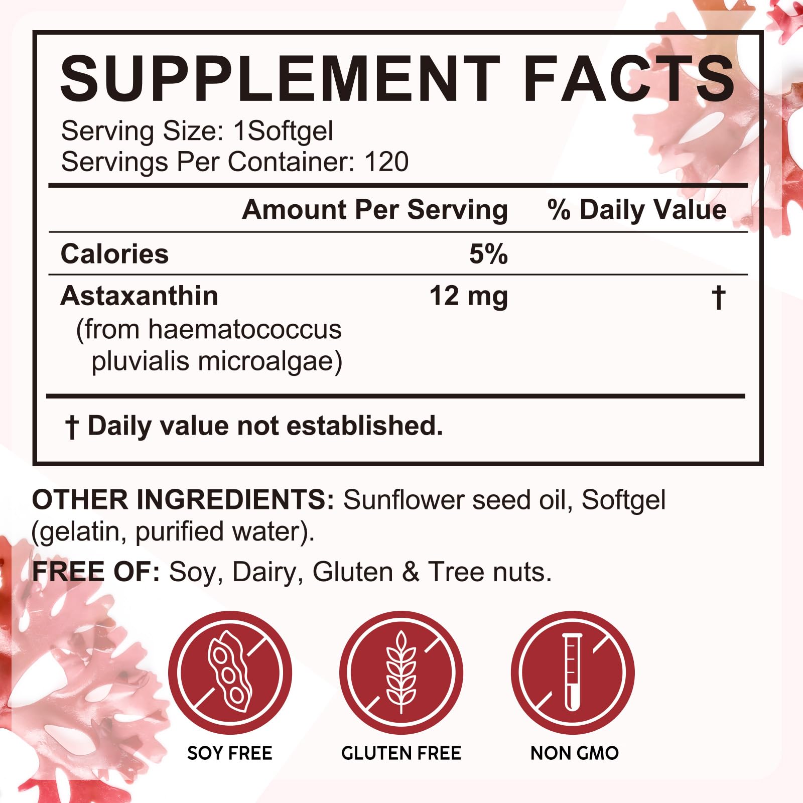 SDJUFEI Astaxanthin 12mg Softgels packaging