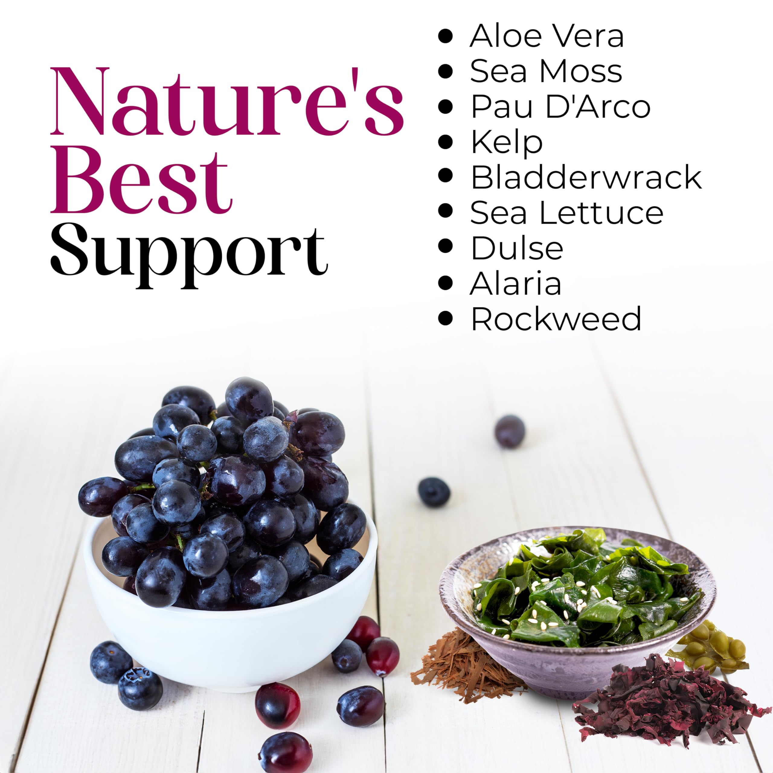 SeaAloe Aloe Vera Herbal Supplement lifestyle scene with fresh ingredients
