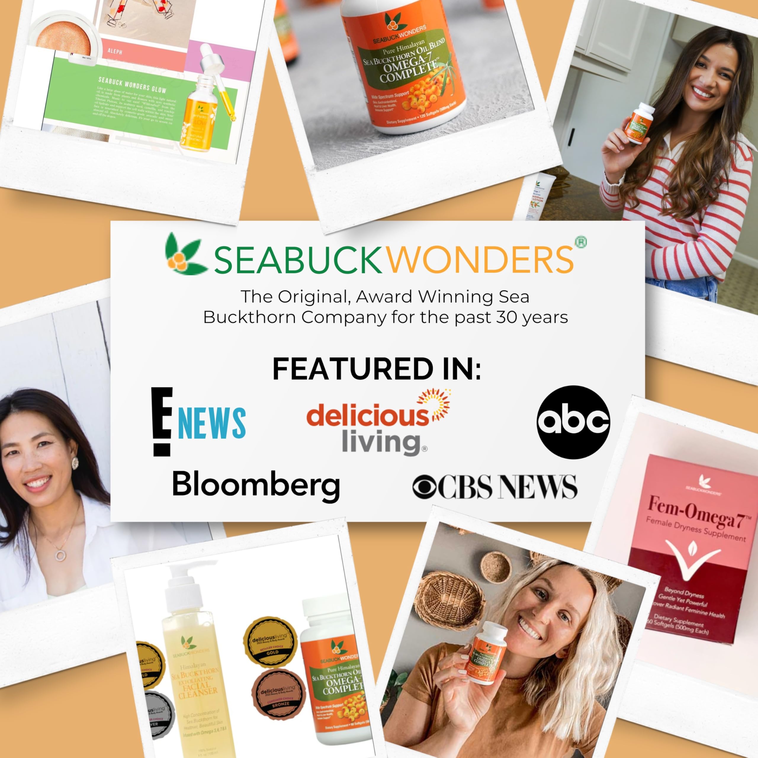 SEABUCKWONDERS Sea Buckthorn Oil Omega 3-6-9 Softgels with fresh sea buckthorn berries