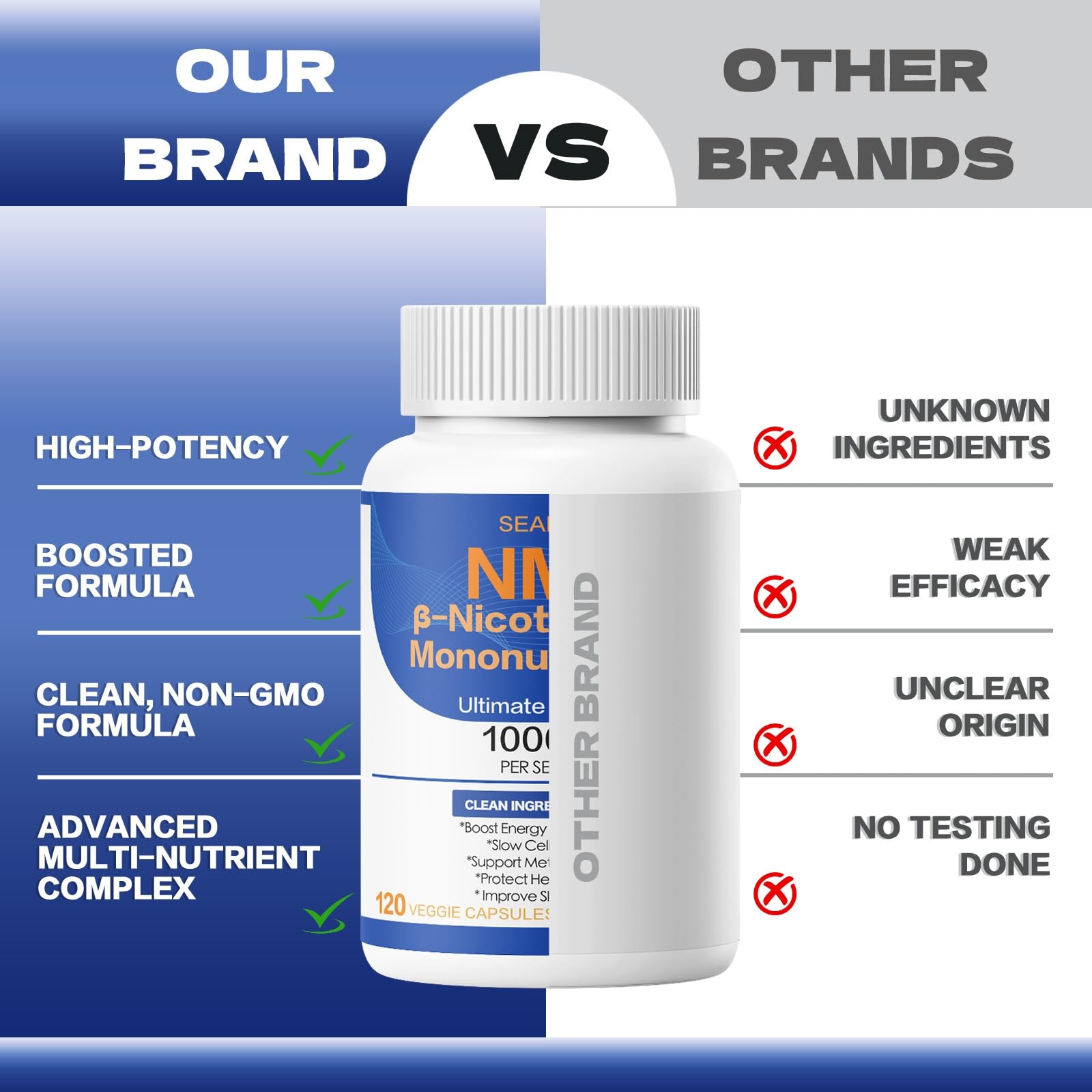 SEAFLEX NMN Complex 10-in-1 Supplement 1000mg back view