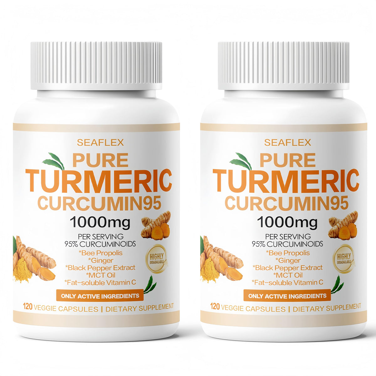 SEAFLEX Turmeric Curcumin Supplement 1000mg front view