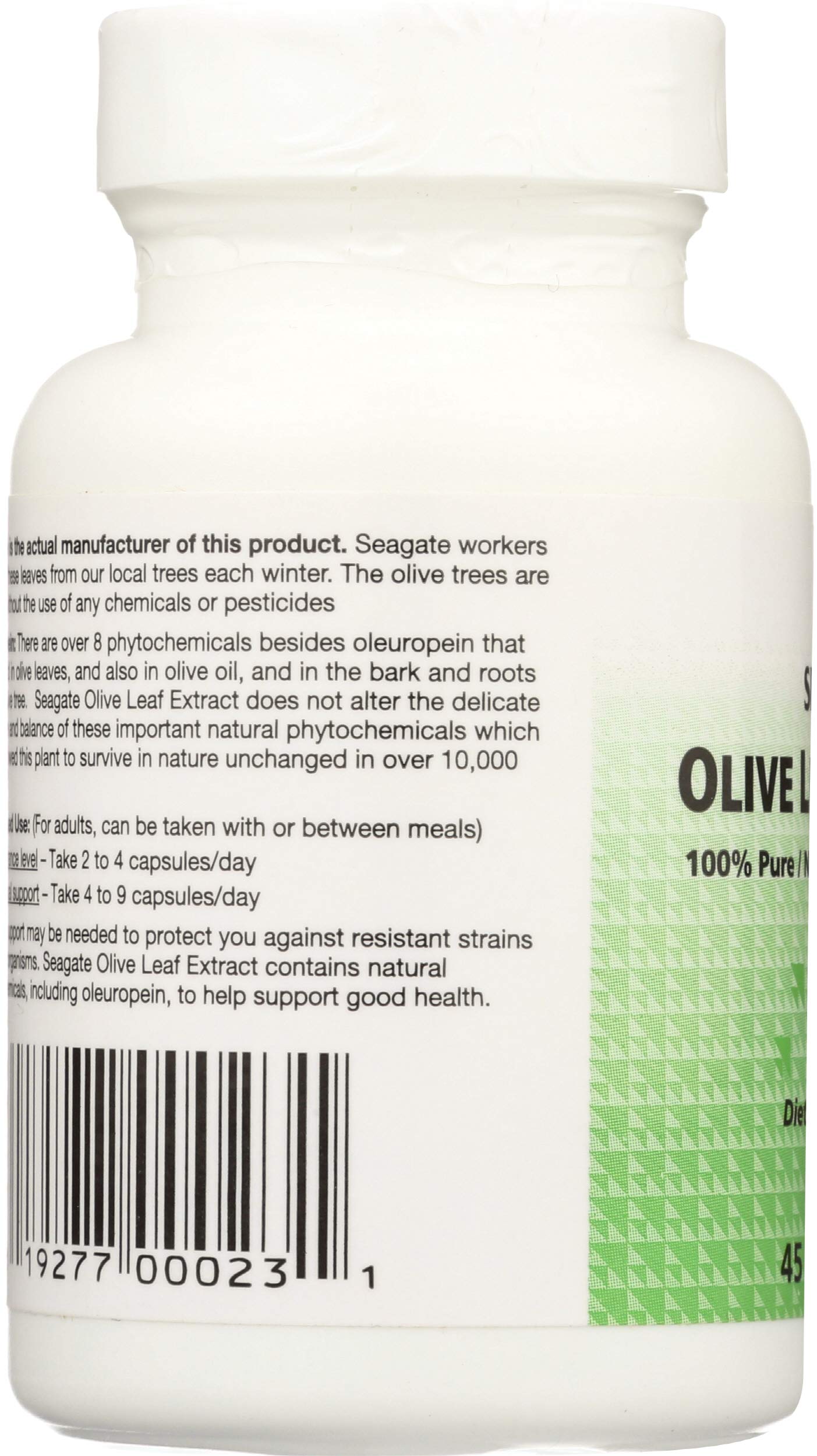 Seagate Olive Leaf Extract 100% Pure bottle side view