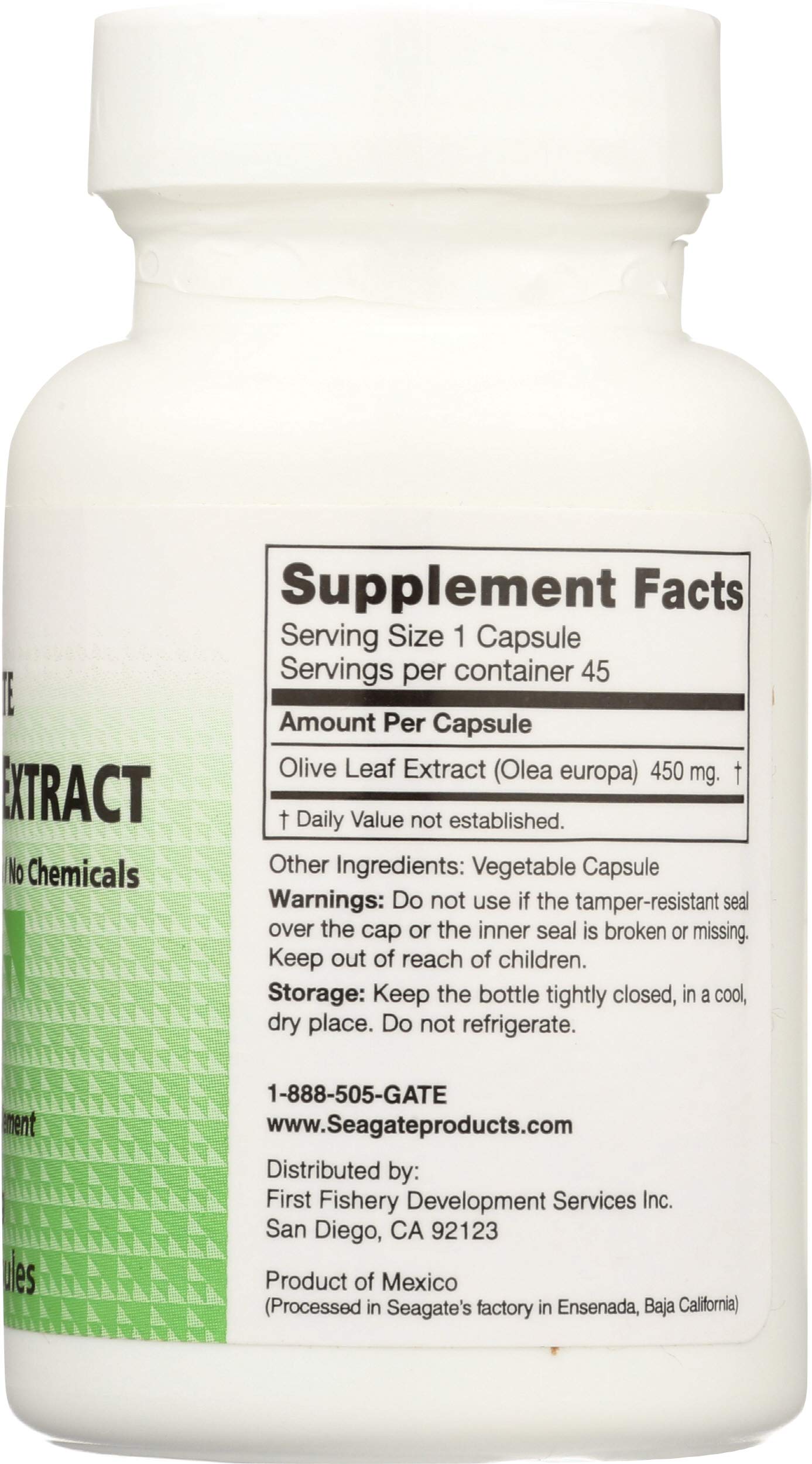 Seagate Olive Leaf Extract 100% Pure capsules on a table