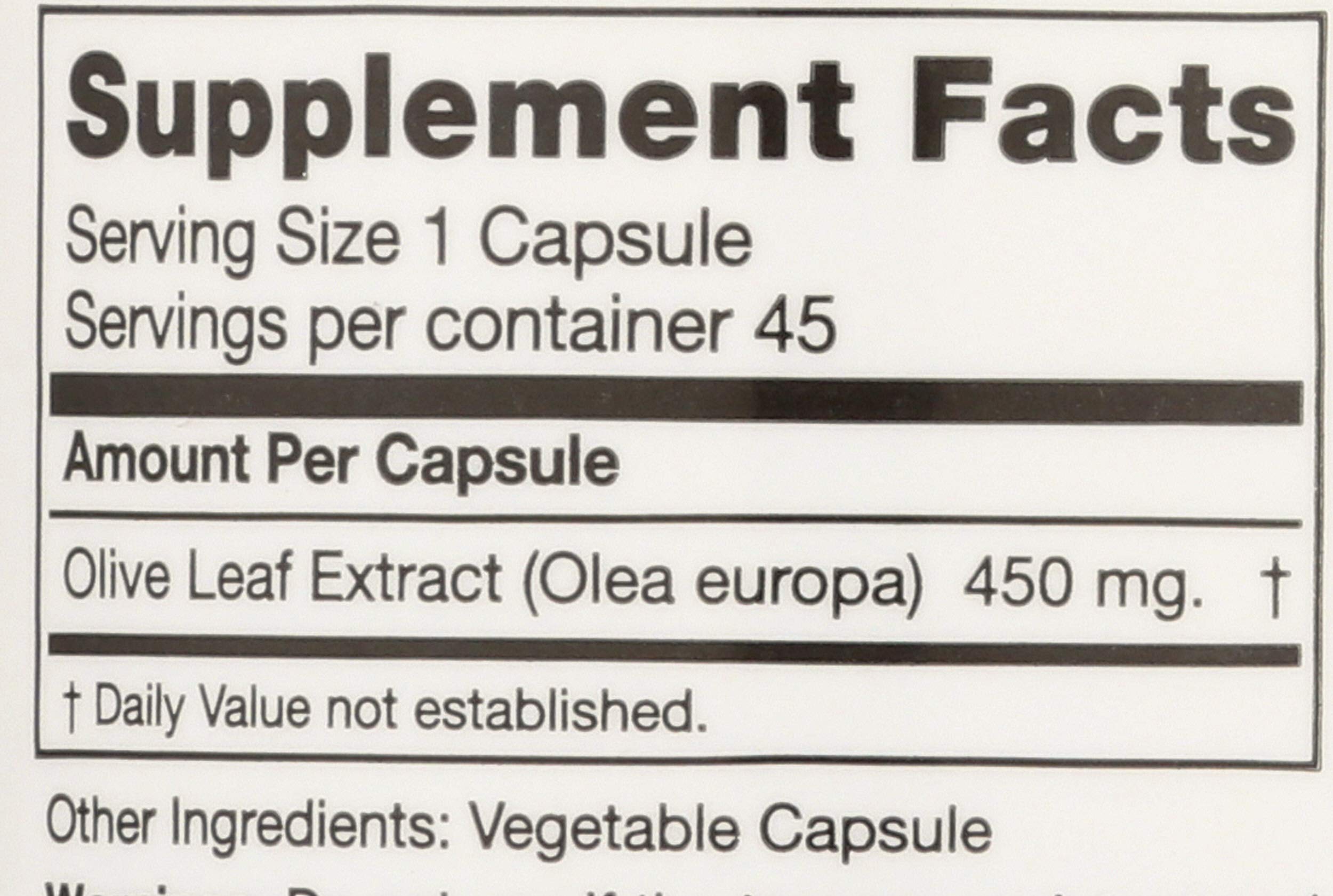 Seagate Olive Leaf Extract 100% Pure ingredients list