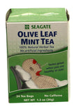 Seagate Olive Leaf Mint Tea box front view with 24 tea bags