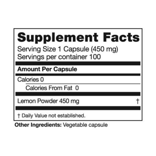 Seagate Whole Lemon Powder Capsules showing the vegetable capsule