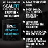 SEALFIT Creatine and Colostrum Powder scoop showing powder