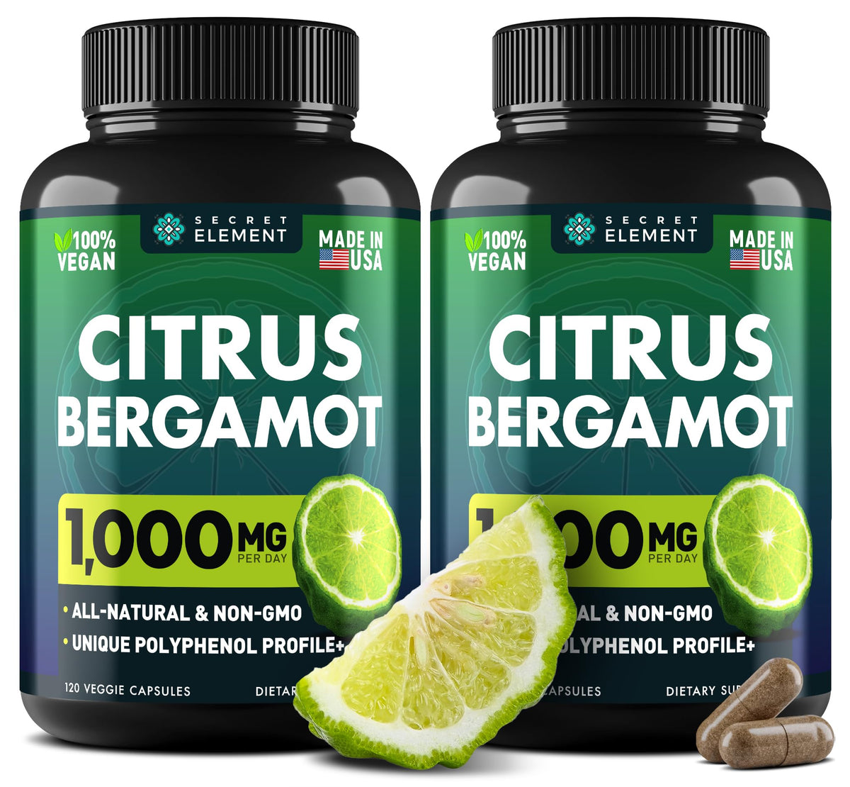 Secret Element Citrus Bergamot 1000mg Supplement front view