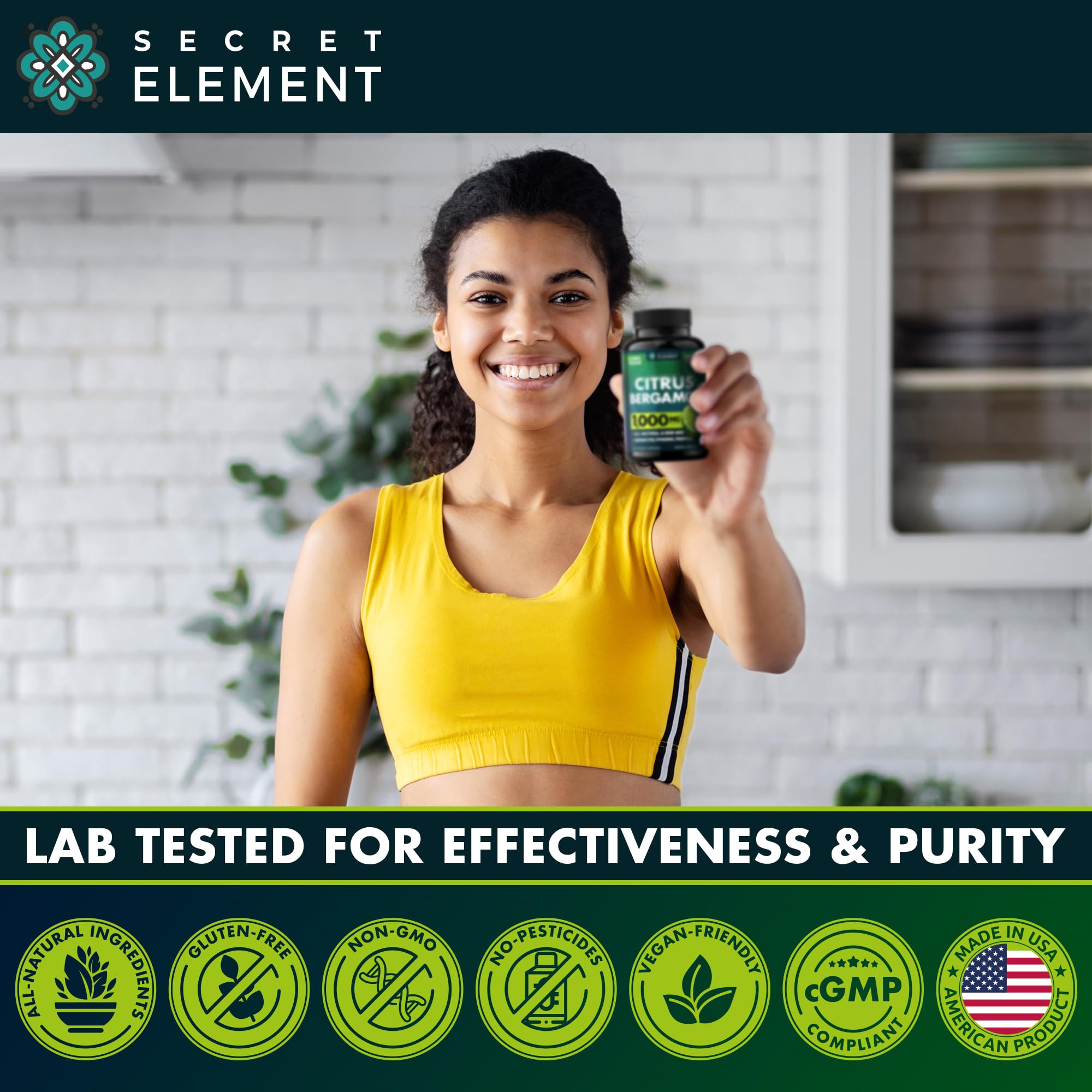 Secret Element Citrus Bergamot 1000mg Supplement side view