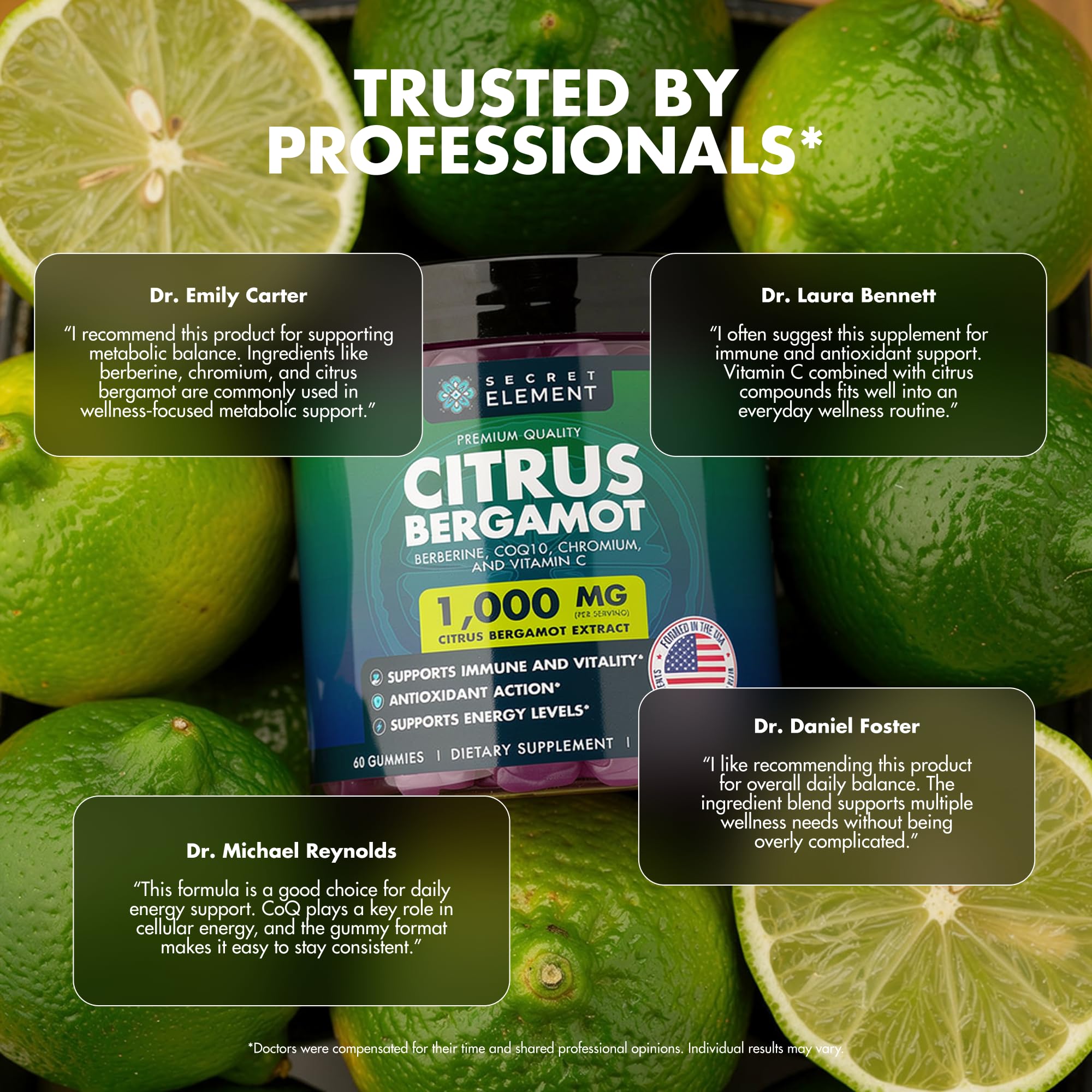 Secret Element Citrus Bergamot Gummies with a measuring spoon