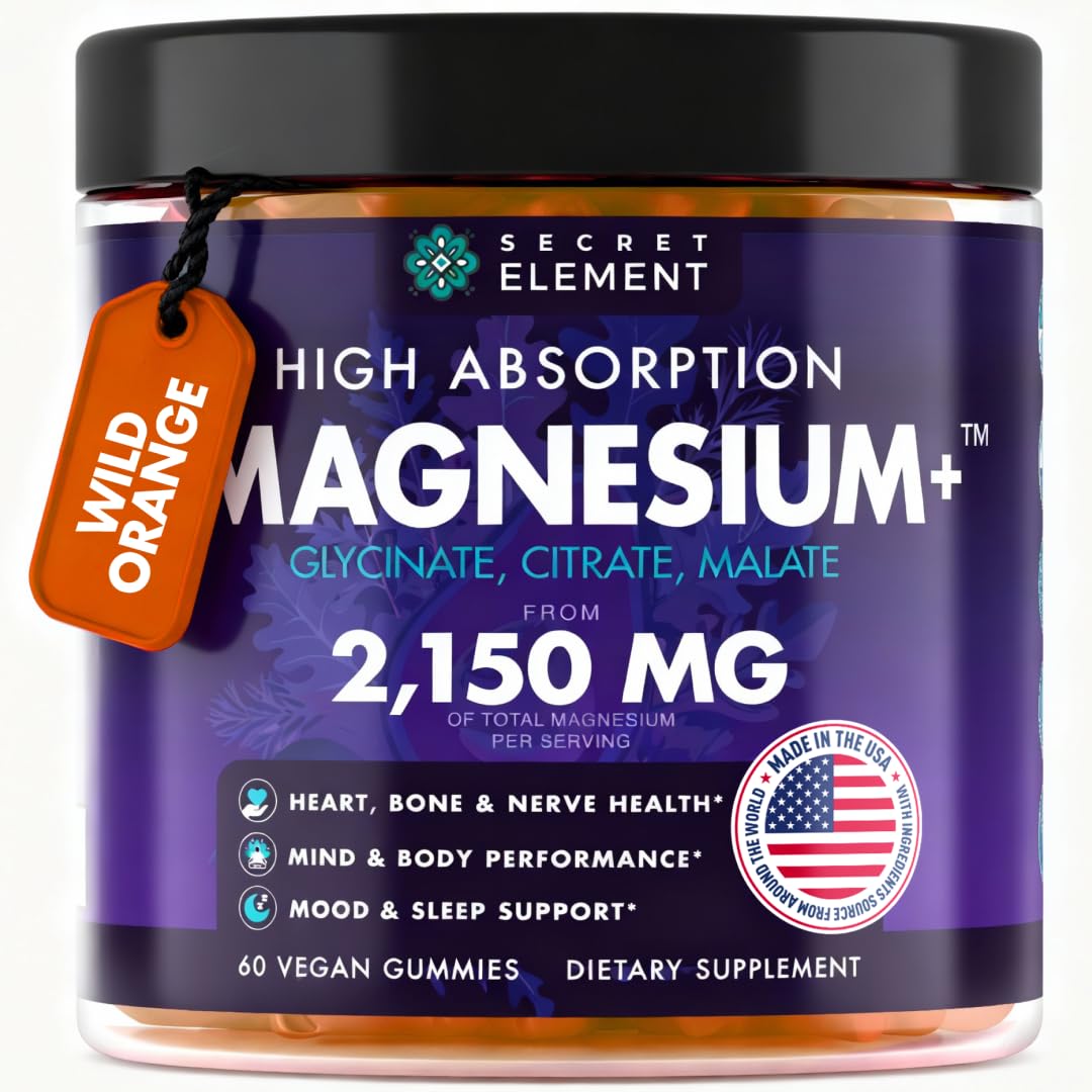 Secret Element Magnesium Gummies front view with Wild Orange flavour